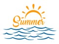 Seascape, blue sea and sun, summer sign Ã¢â¬â vector